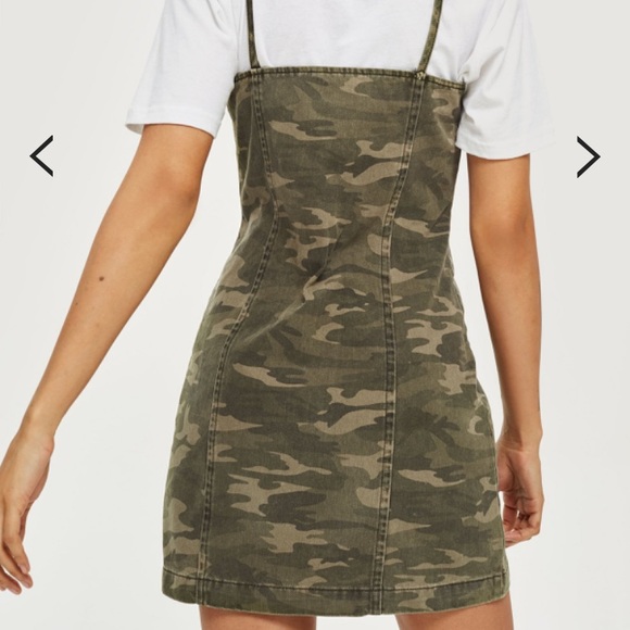 Topshop Camo Zip Up Denim Dress - Picture 2 of 4